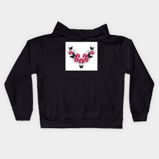 Black orchids and butterflies (with shadows) Kids Hoodie